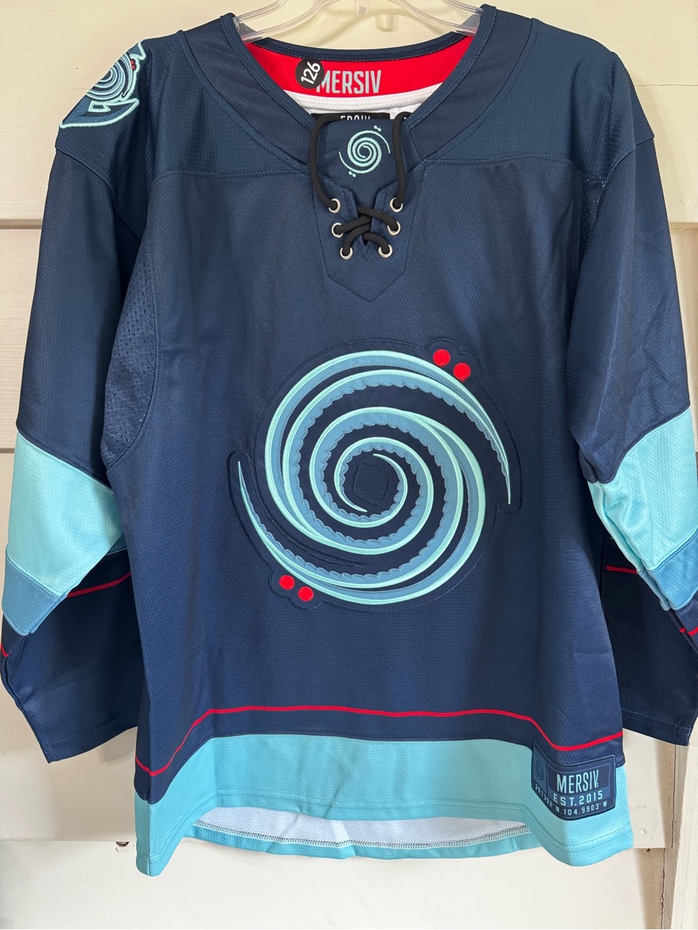 Mersiv 444 Official EDM Hockey Jersey Navy / Light Blue Small